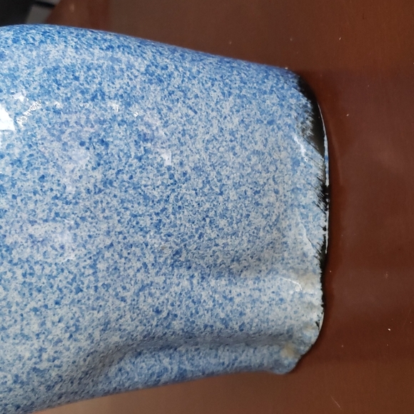 Vintage Porcelain Blue Spongeware Speckled Cat - Picture 3 of 6